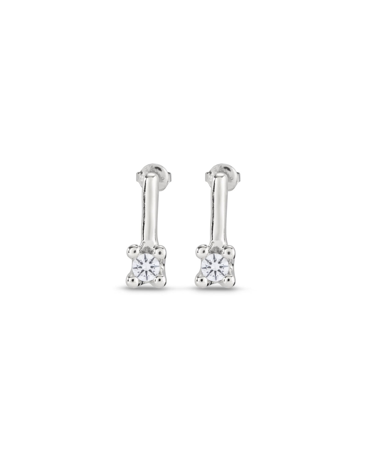 Crystal Drop Earrings - Silver