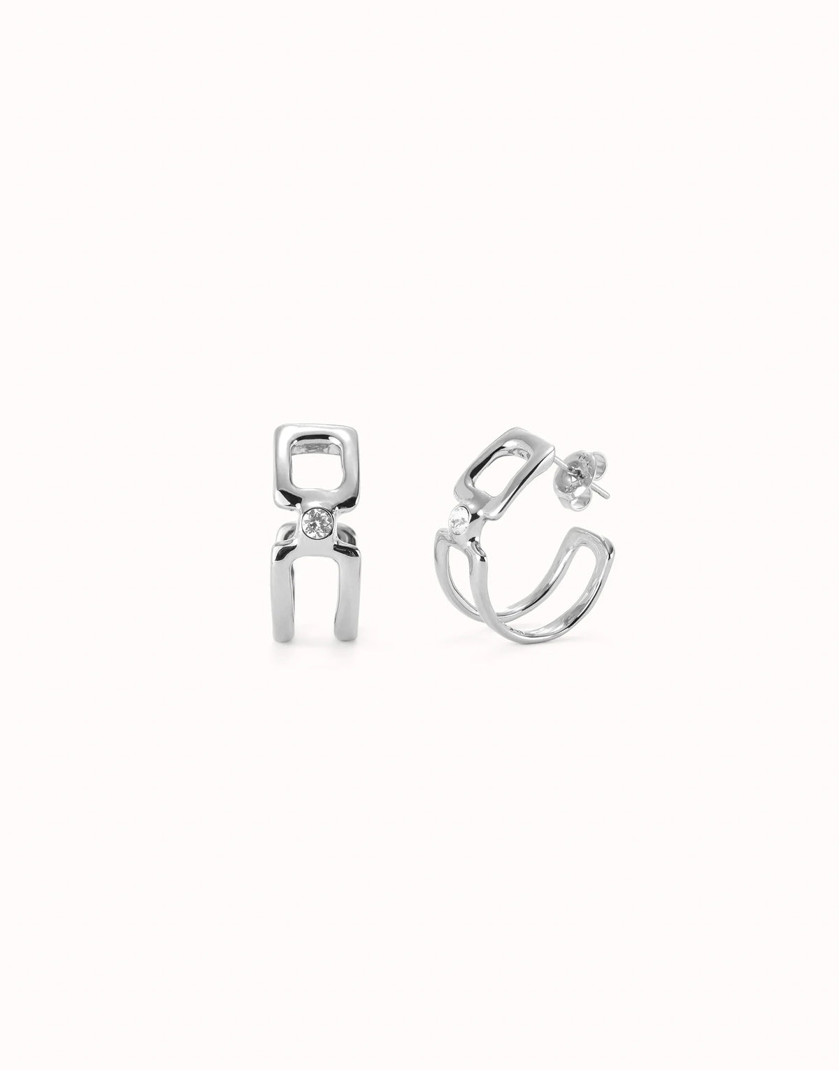 White Topaz Hoop Earrings - Silver
