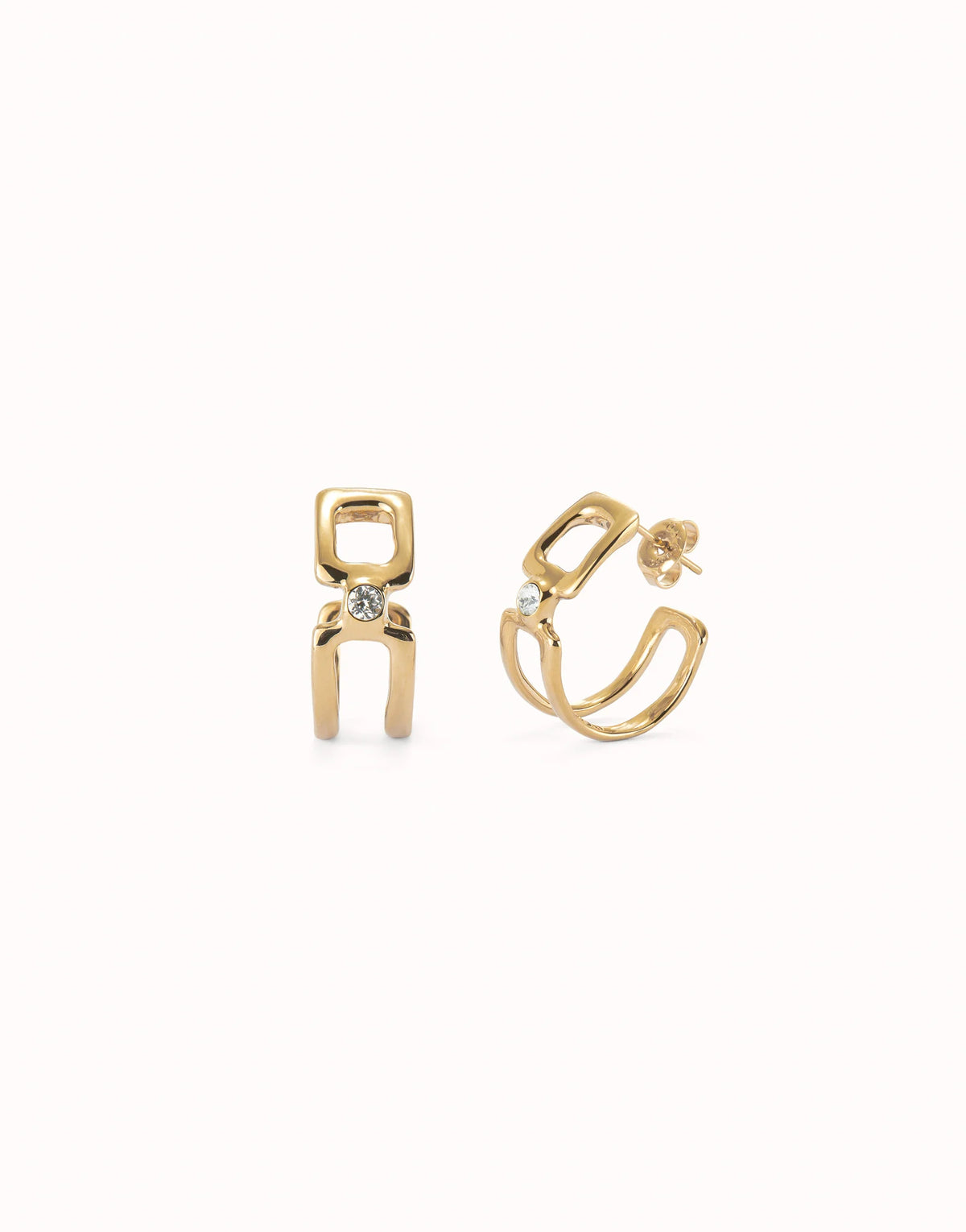 White Topaz Hoop Earrings - Gold